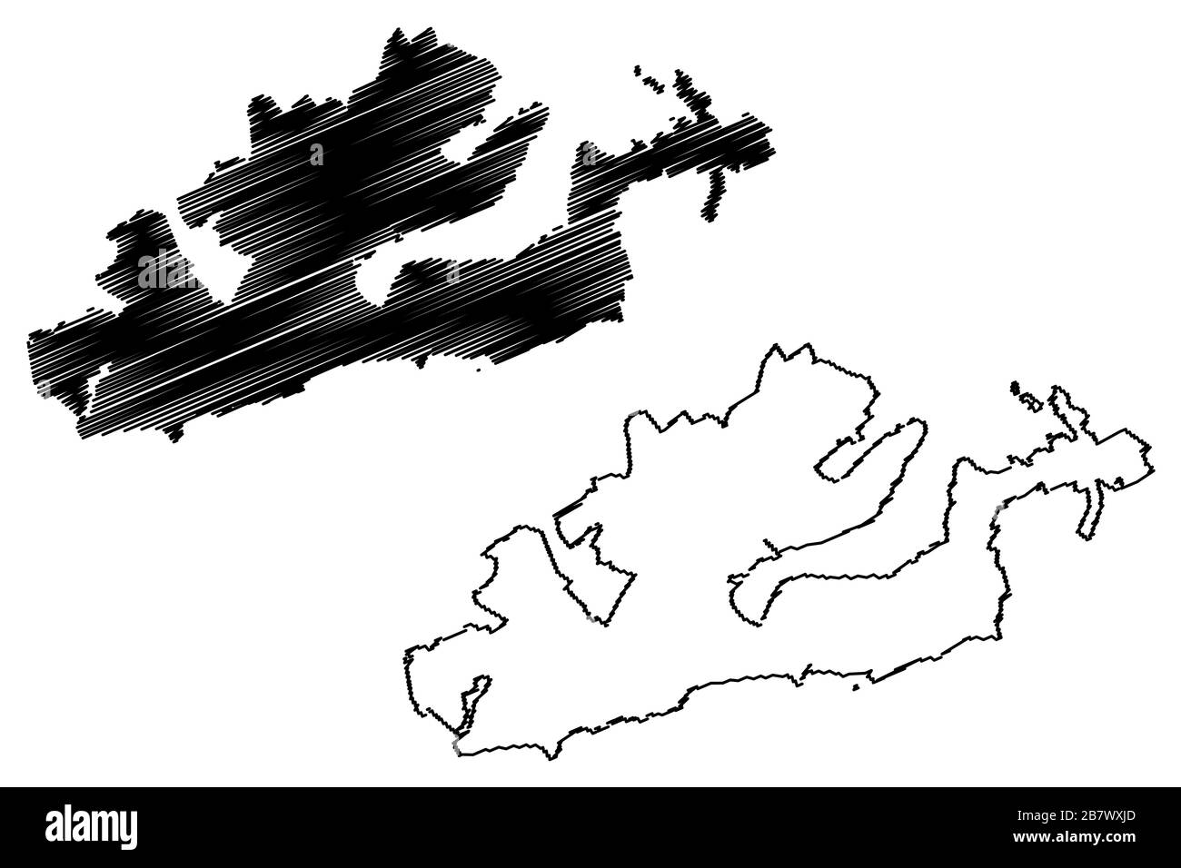 Dunedin City (New Zealand, South Island) map vector illustration, scribble sketch City of Dunedin map Stock Vector