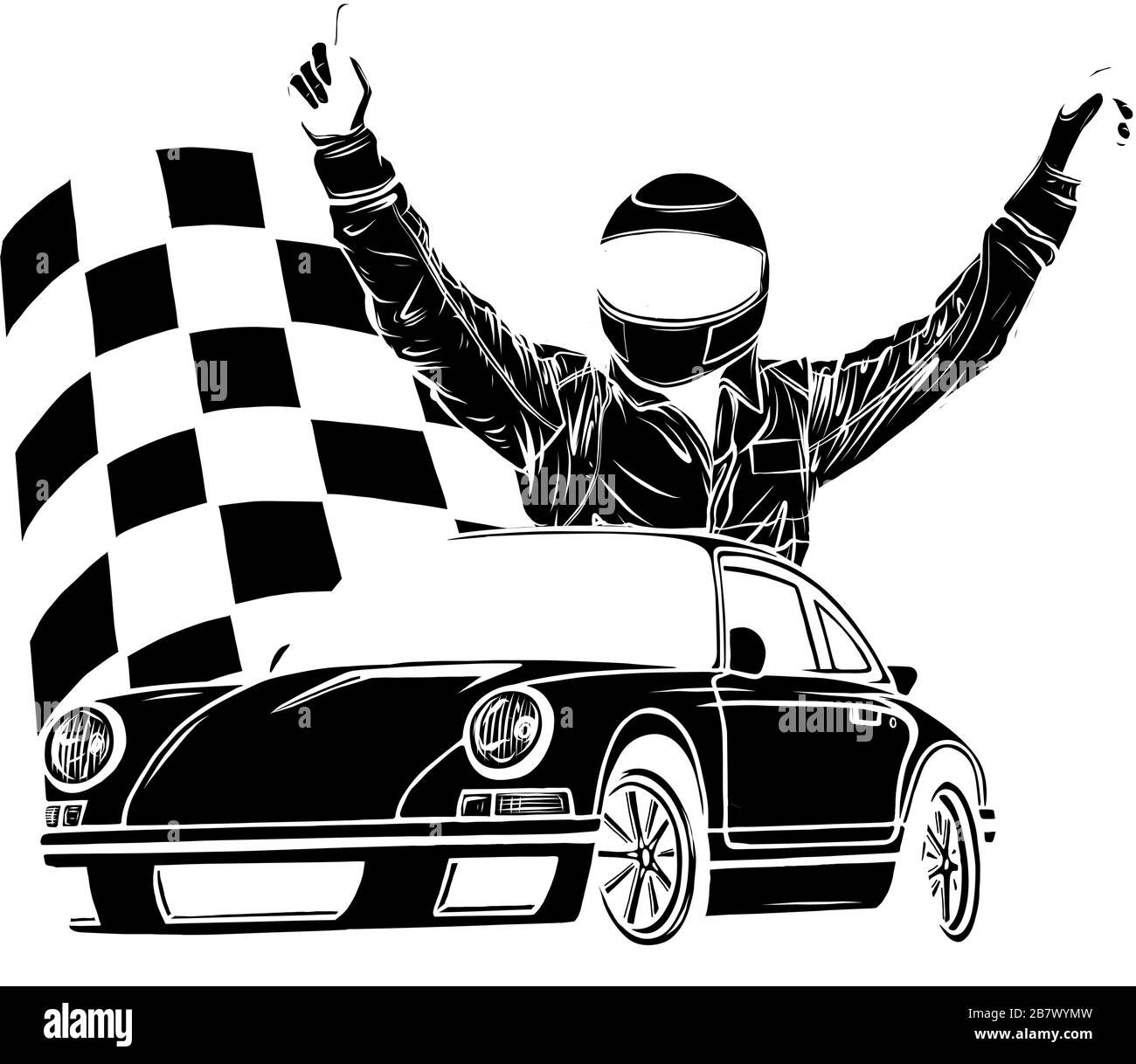 vector illustration of racing car with checker flag on grungy background  Stock Vector Image & Art - Alamy