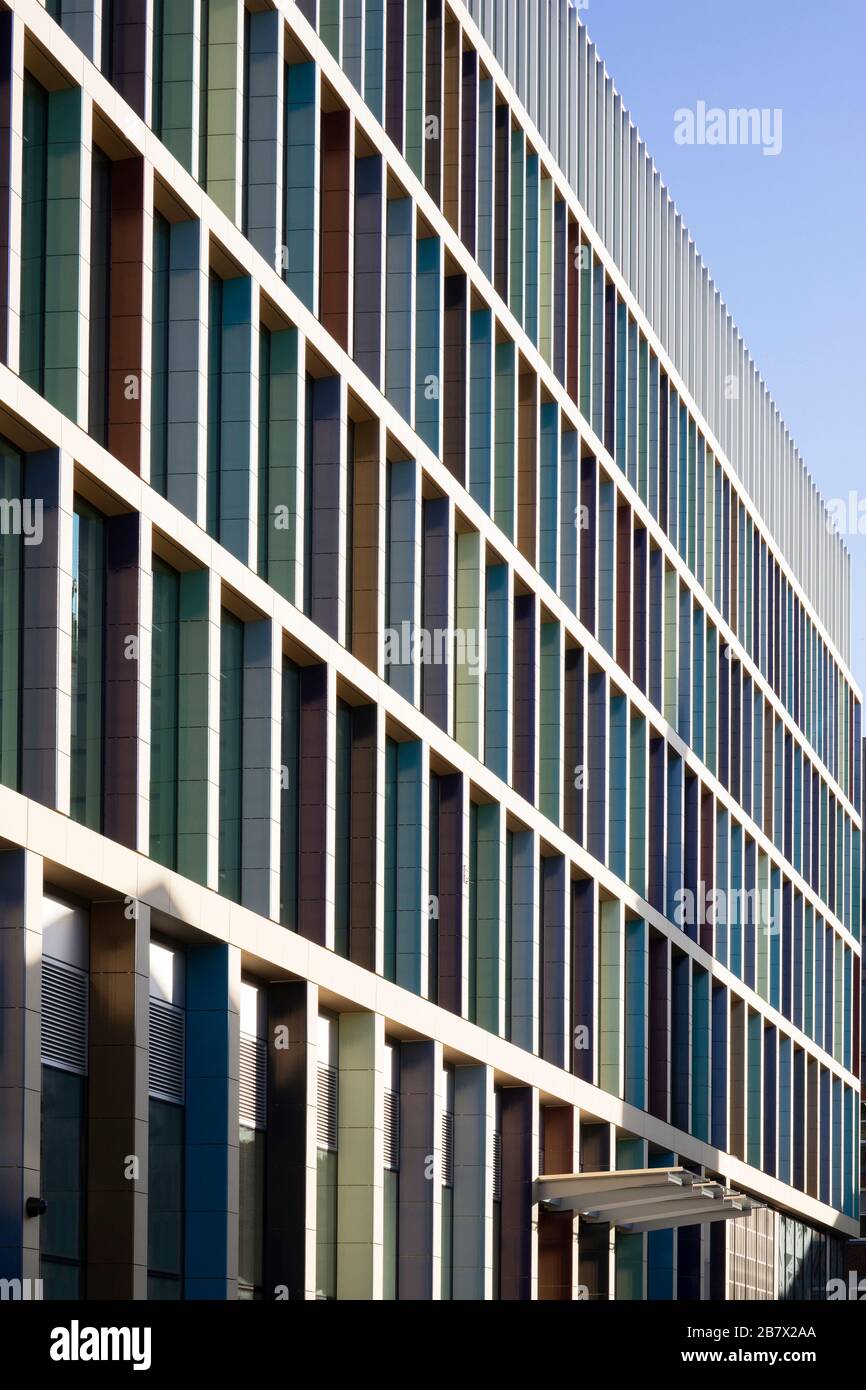 Detail view of Office exterior. Farringdon East Offices, Barbican, United Kingdom. Architect: PLP Architecture, 2020. Stock Photo