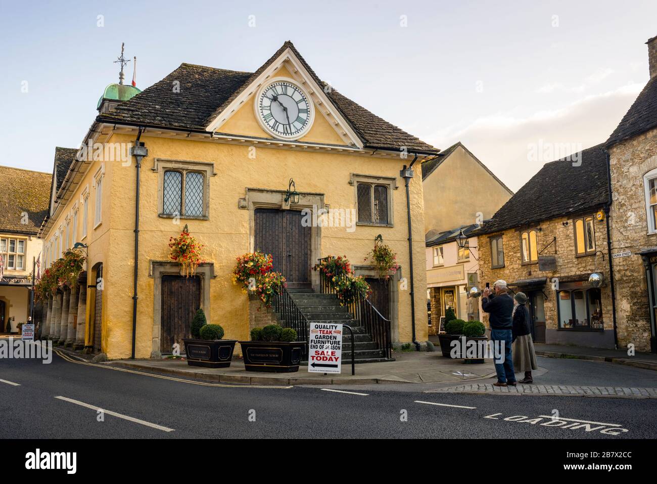 Tetbury Market Place in the Cotswolds, England. Stock Photo