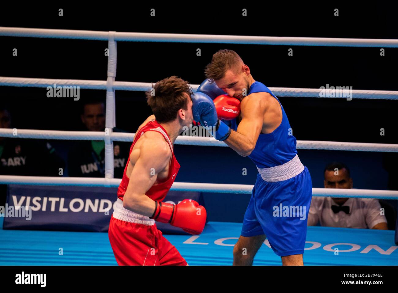 London, UK. 15-03-20. Semjon Kamanin (EST) RED fights Milan Fodor (GRE