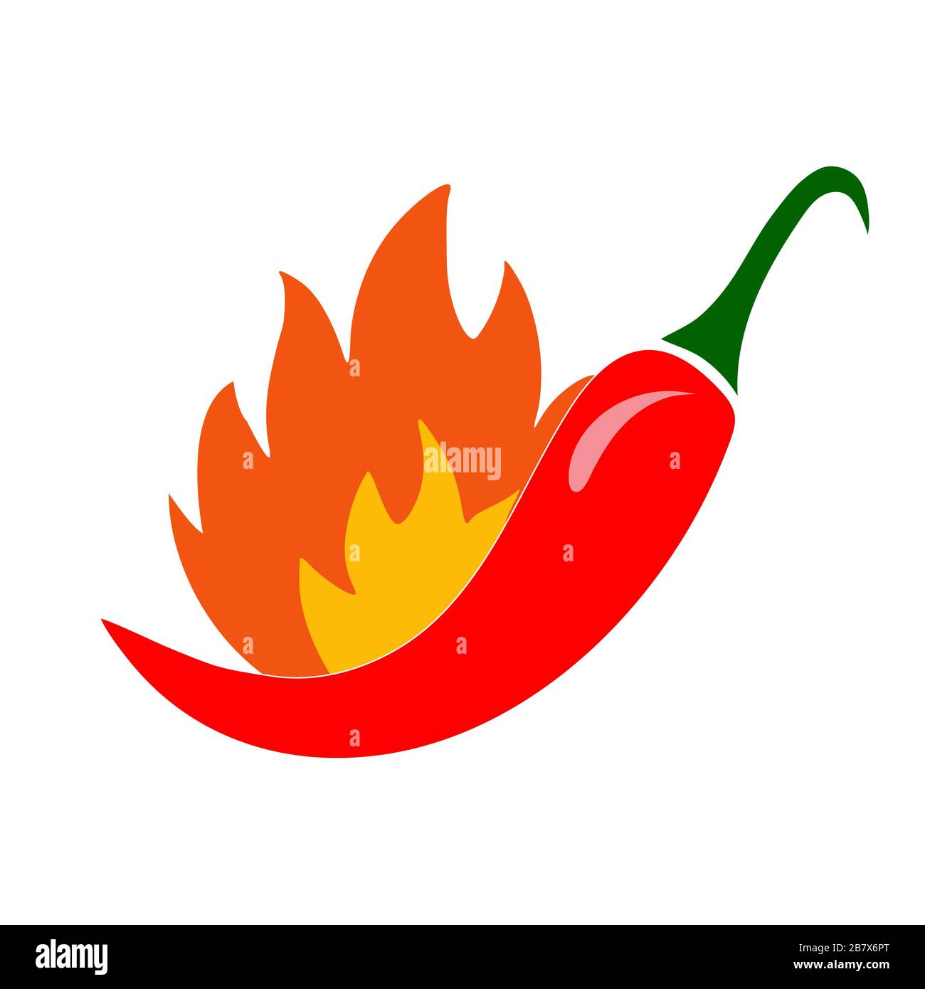 Chilli fire pepper. Flamed spicy pepper pod, burning red peppers icon