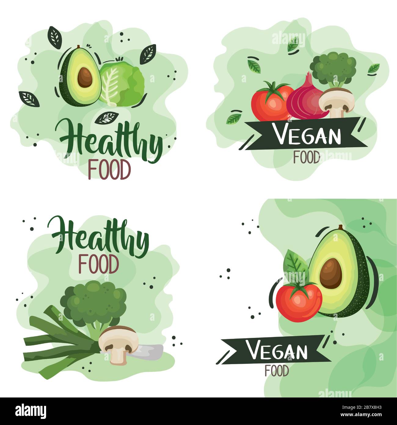 set of vegan food poster with vegetables Stock Vector Image & Art - Alamy