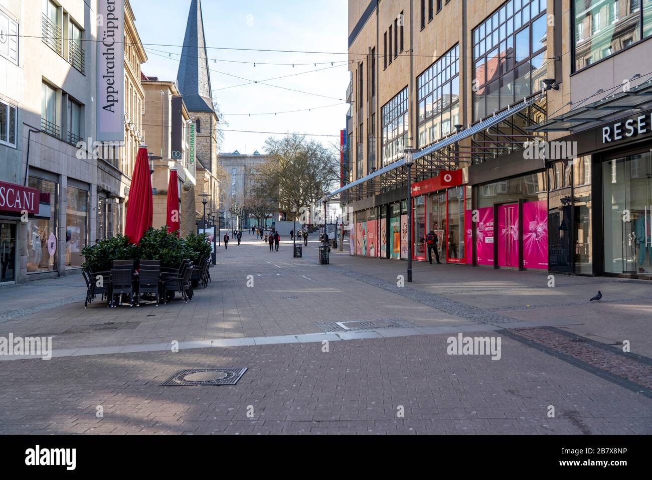 Effects of the Coronavirus Pandemic in Germany, Essen, empty shopping street, Kettwiger Strasse, Stock Photo