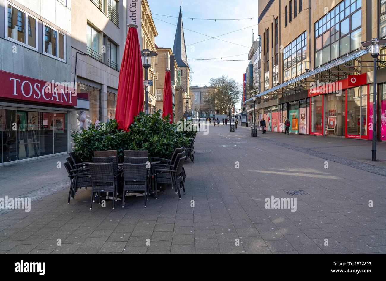 Effects of the Coronavirus Pandemic in Germany, Essen, empty shopping street, Kettwiger Strasse, Stock Photo