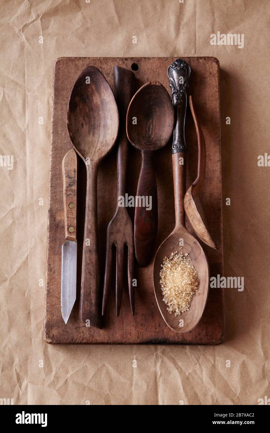 Set of wooden cooking utensils Stock Photo by Nikolaydonetsk