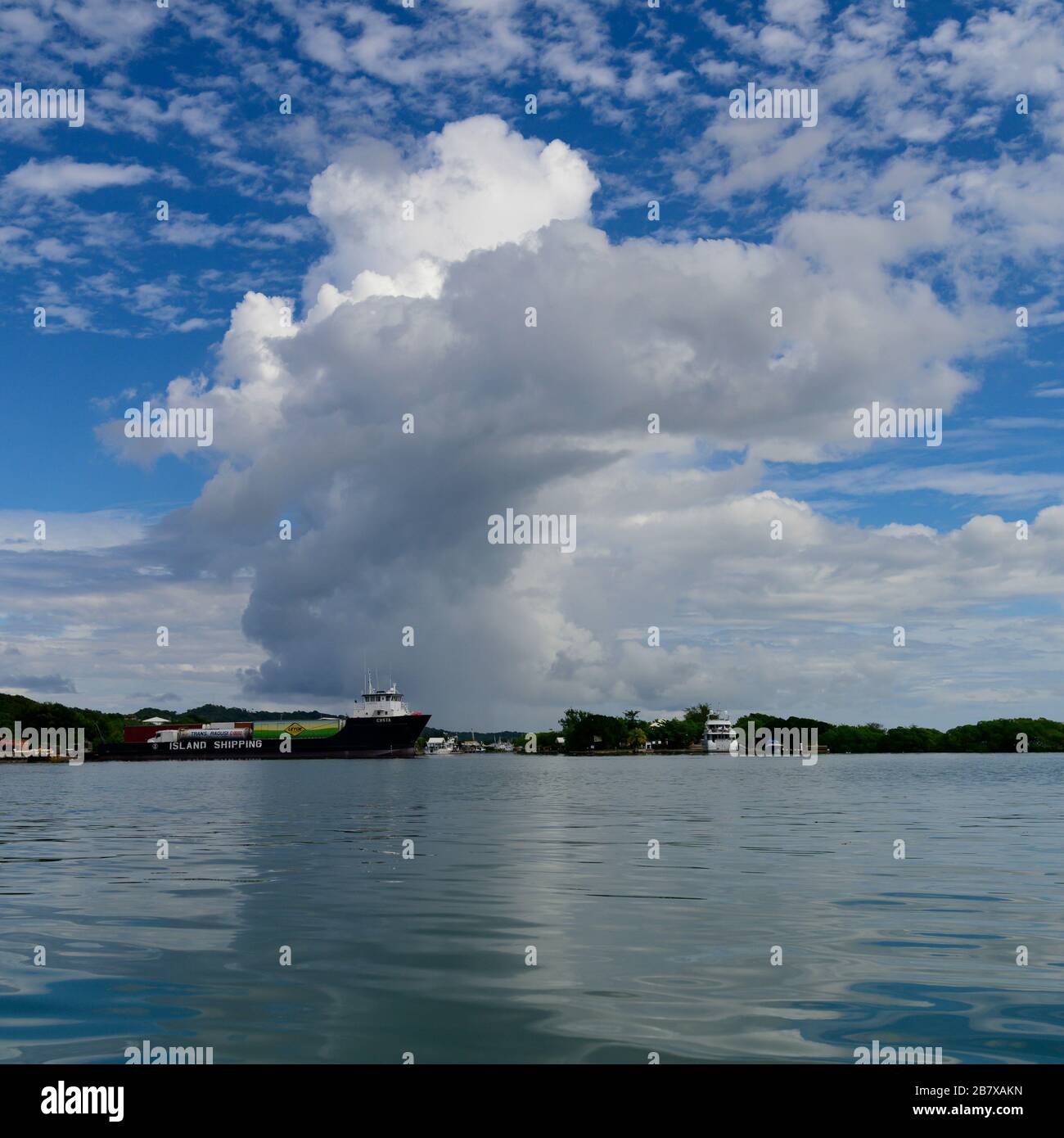 Clouds over harbor, Roatan, Honduras Stock Photo Alamy