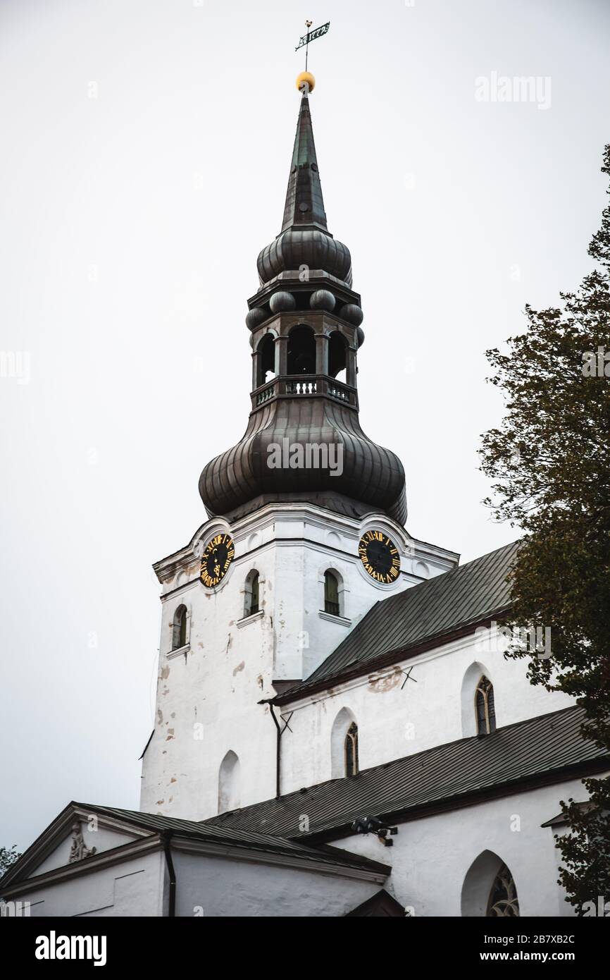 St. Mary's Cathedral (Tallinna Neitsi Maarja Piiskoplik Toomkirik) or Dome Church and its Bell Tower in Tallinn, Estonia Stock Photo