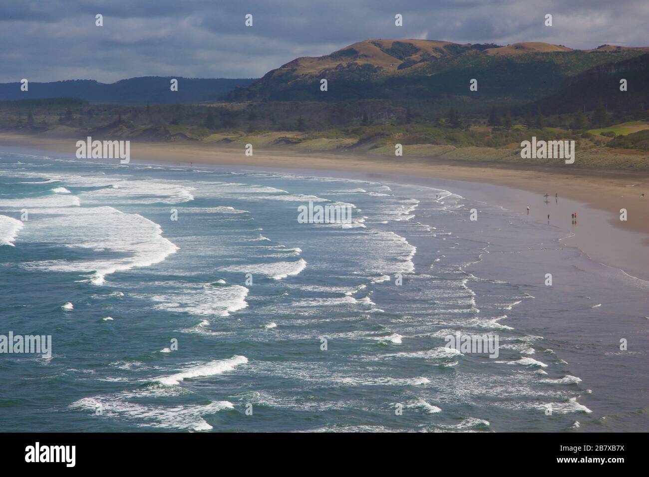 Huge New Zealand beach with few people Stock Photo