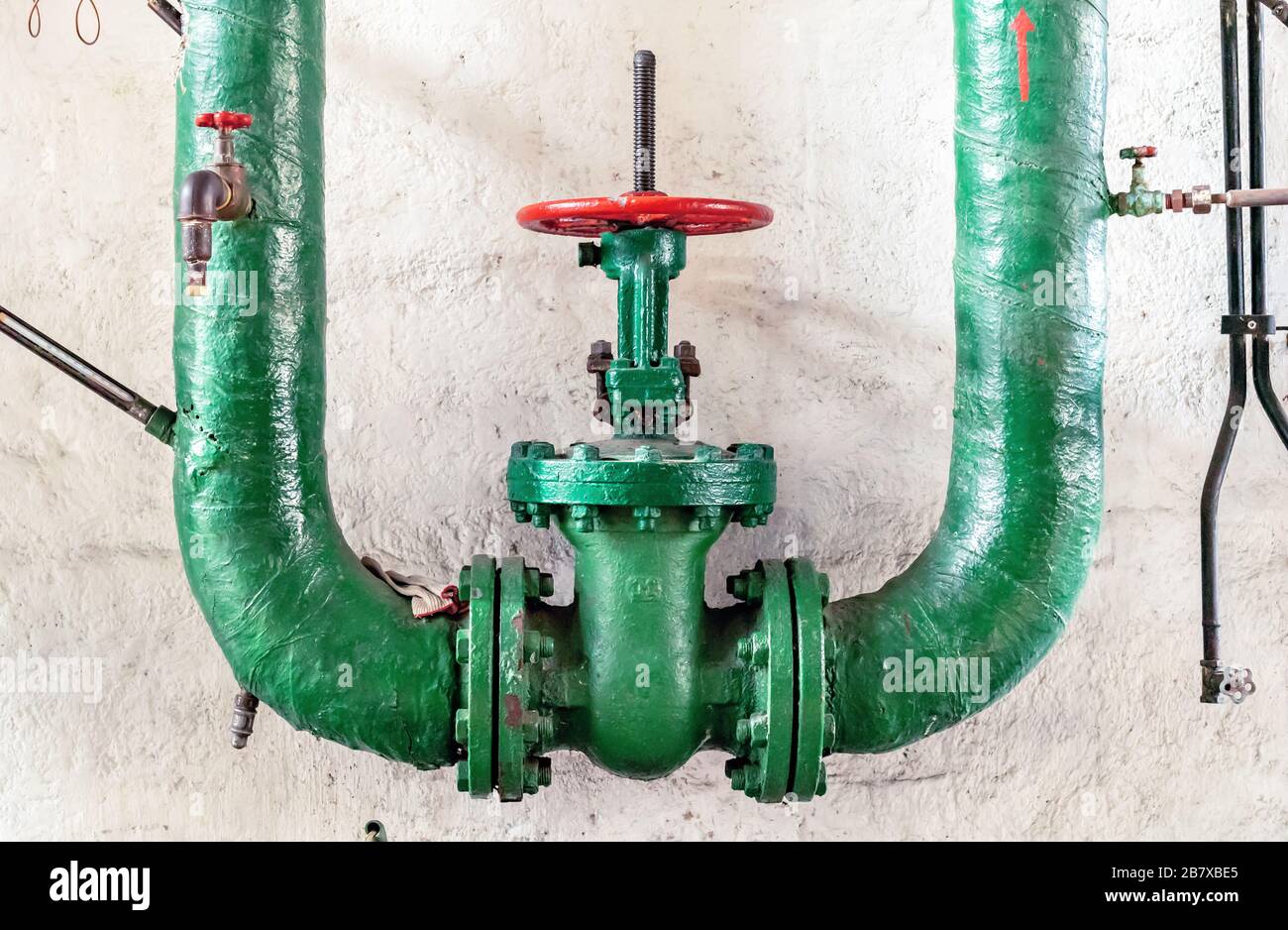Shutoff valves in a water supply network. Gas boiler house equipment