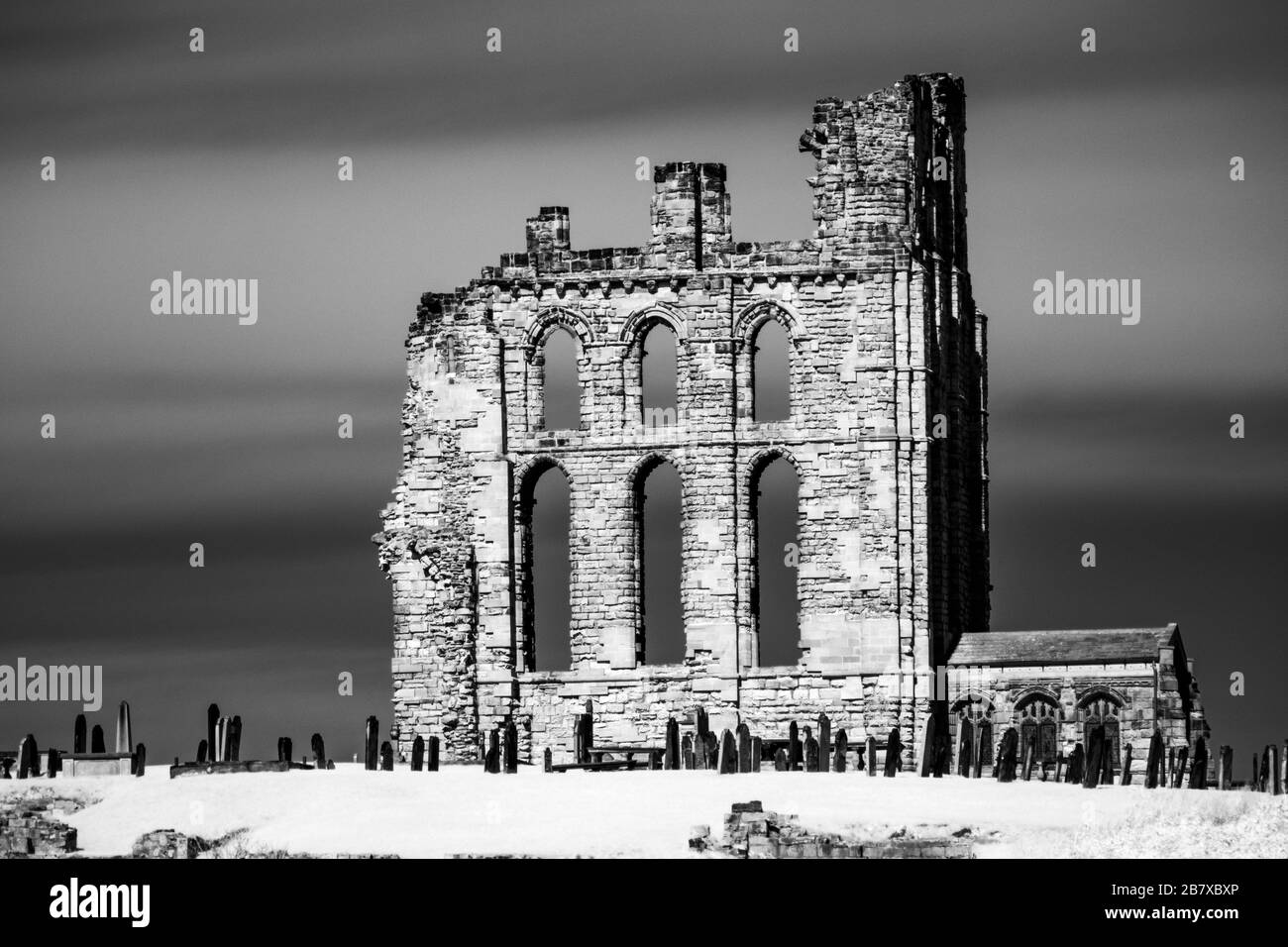 Tynemouth Priory in infra red Stock Photo