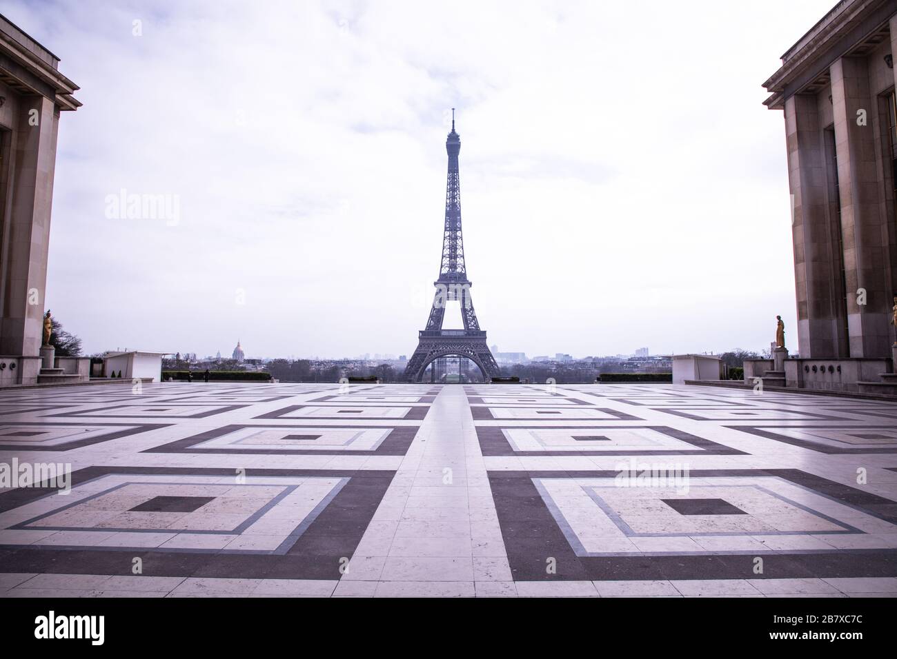 Paris France 17th Mar Eiffel Tower Area Is Completely Deserted After Strict Measures Against Coronavirus