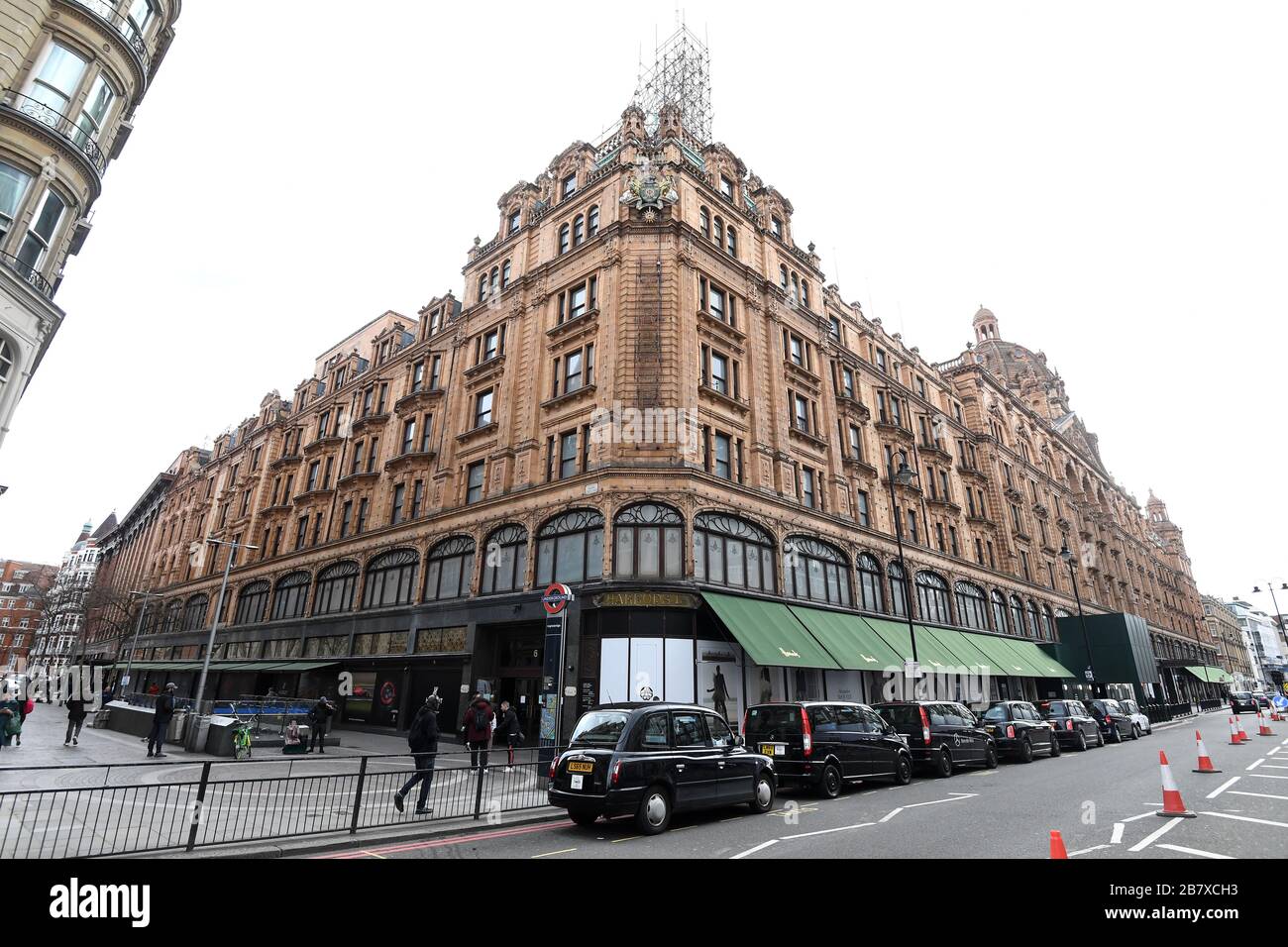 A view of Harrods in Knightsbridge, London after the department store cut  back opening times Stock Photo - Alamy