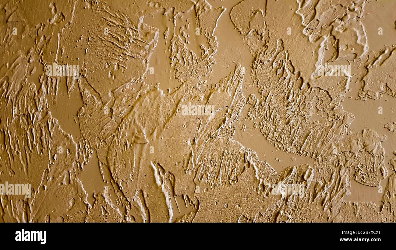 Light textured plaster as a background. Decorative plaster effect on wall. Textured background