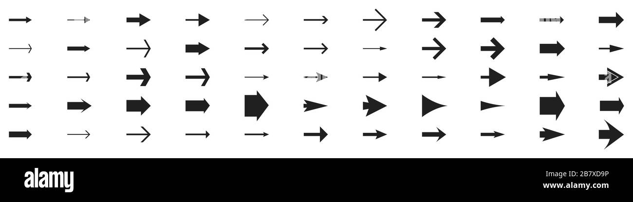 Arrows set - vector. Arrow icon isolated. Black vector arrows in flat ...