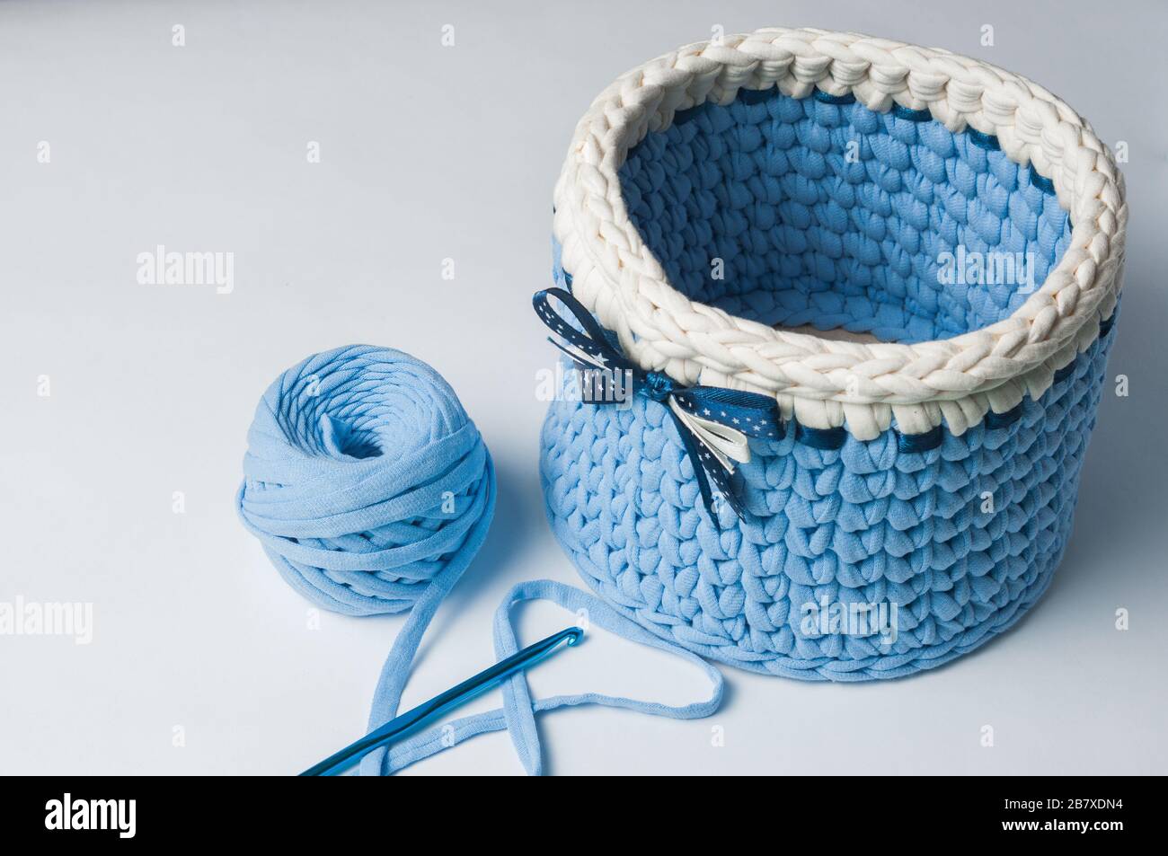 Knitted crochet baskets. Knitting crochet from knitting yarn Stock ...