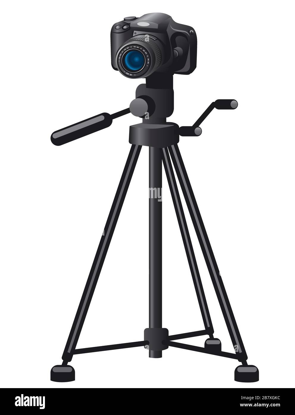 illustration of the camera on the tripod on the white background Stock ...