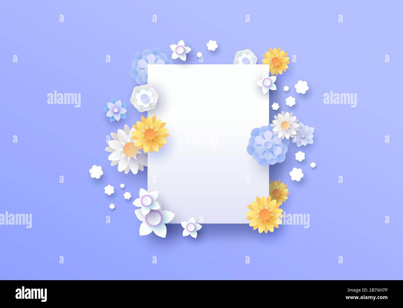 Download Papercut Flower Template With Empty White Frame Spring Season Concept Background Beautiful Paper Cut Flowers In Modern 3d Cutout Origami Style Stock Vector Image Art Alamy