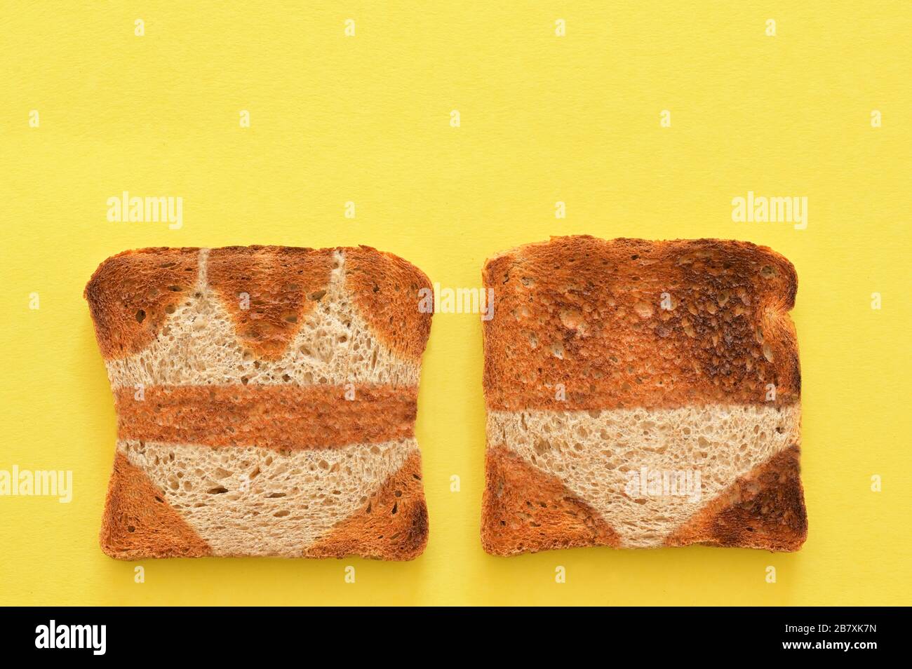 Abstract Crusty Bread Toast Slice And Summer Tan Lines Stock Photo