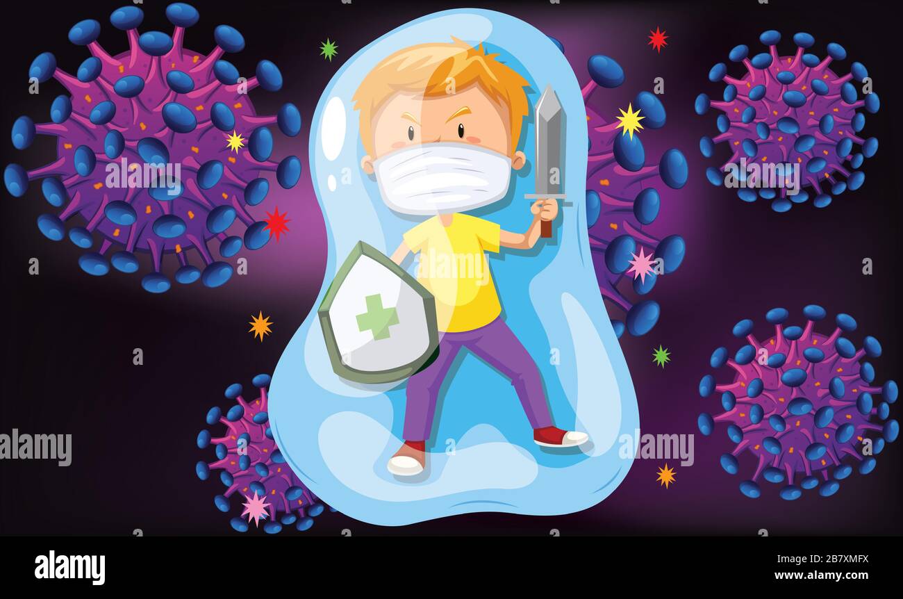 kids are fighting with virus infection around the world Stock Vector