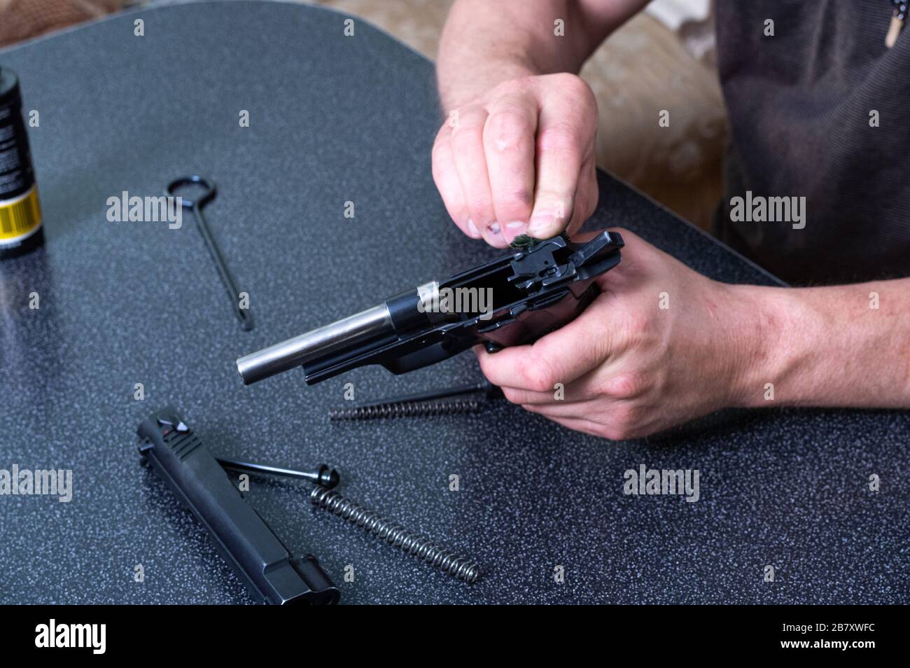 Assembly and disassembly of the gun. Spare parts pistol. Details of the