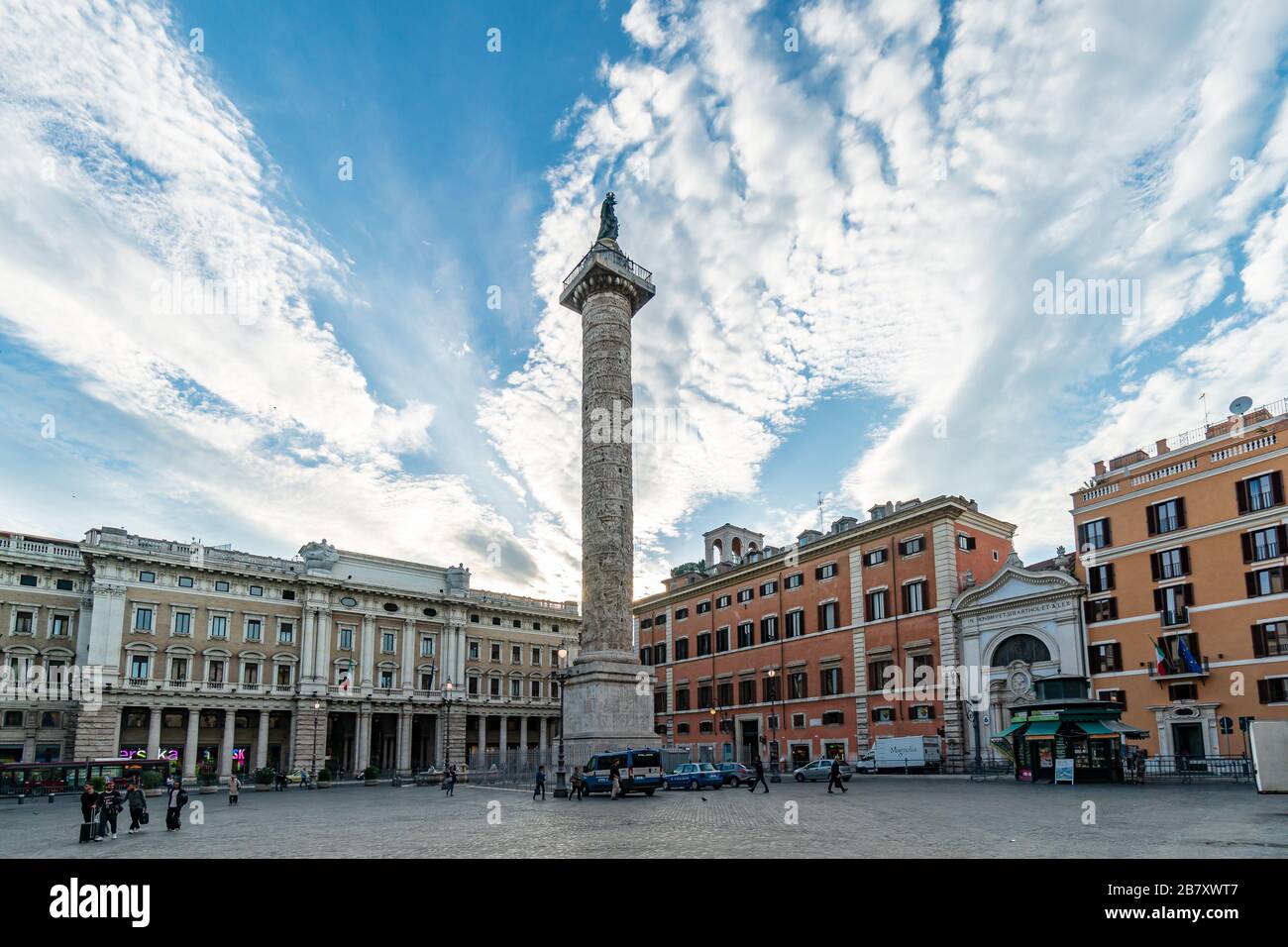 Marble Column of Marcus Aurelius in Piazza Colonna square in Rome ...
