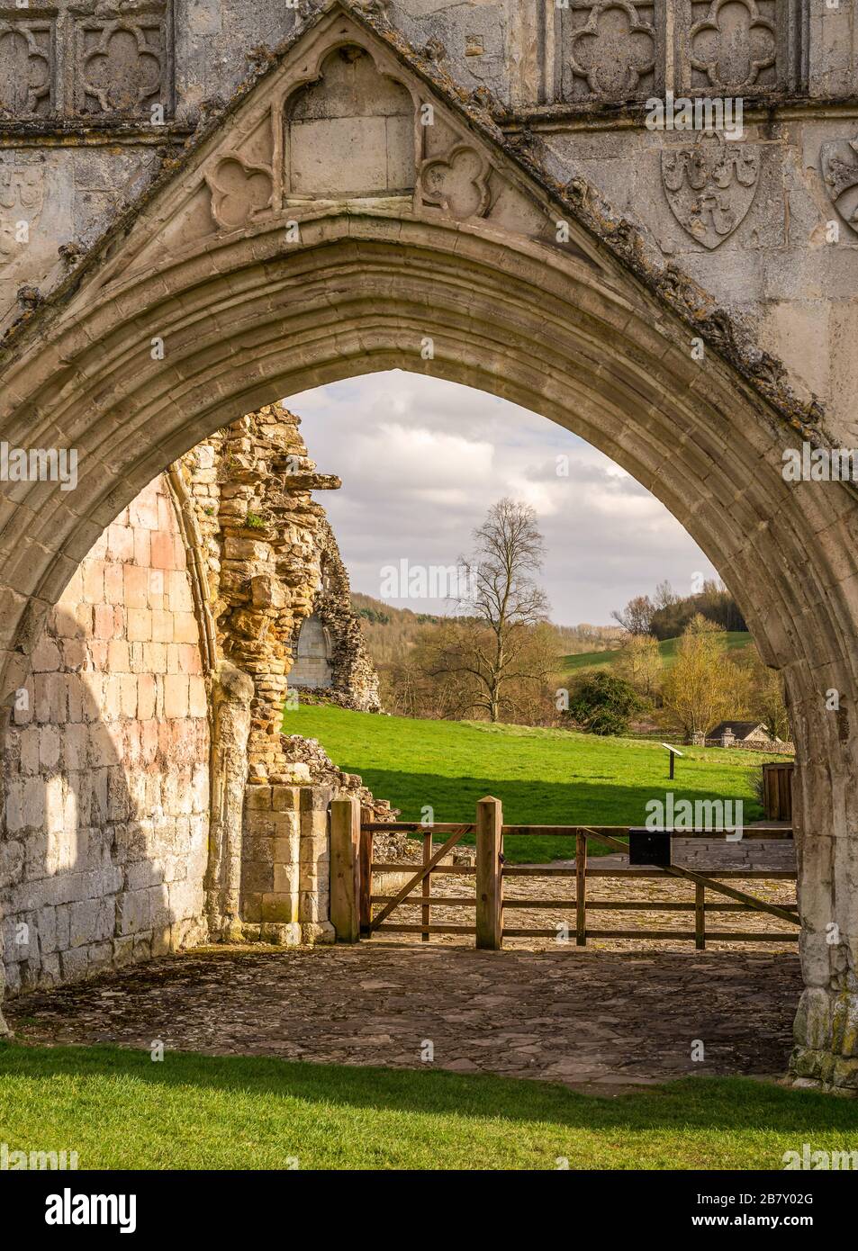 The ruins of Kirkham Priory in North Yorkshire. The gateway has its
