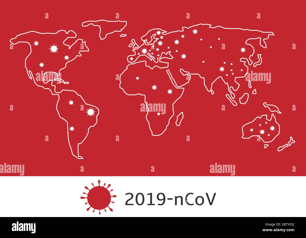 World map with coronavirus signs Stock Vector