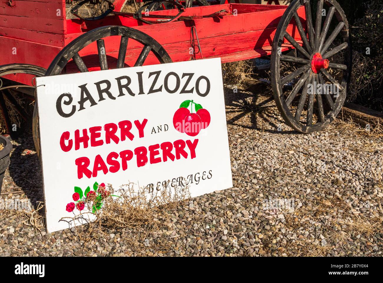 Carrizozo cherry cider and raspberry cider for sale at Three Rivers Trading Post, New Mexico, USA. Stock Photo