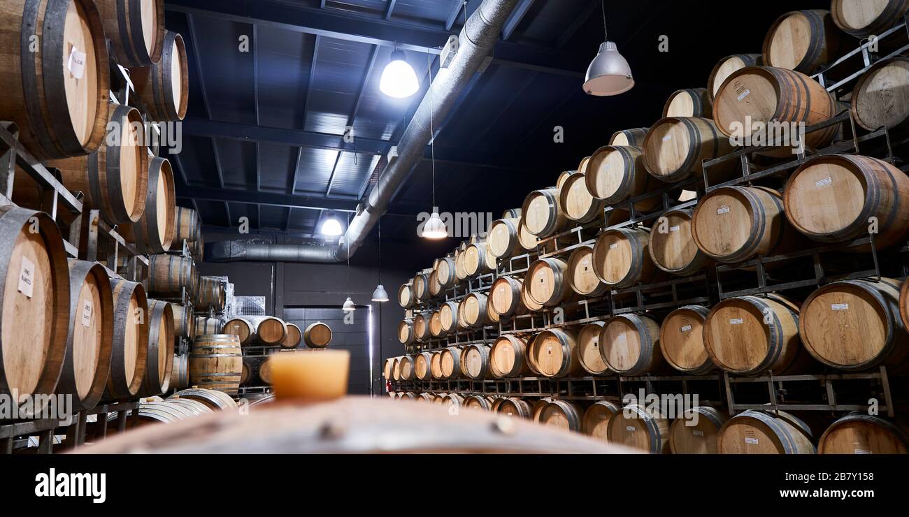Wine making equipment near Mendoza, Uco Valley, Argentina. Stock Photo