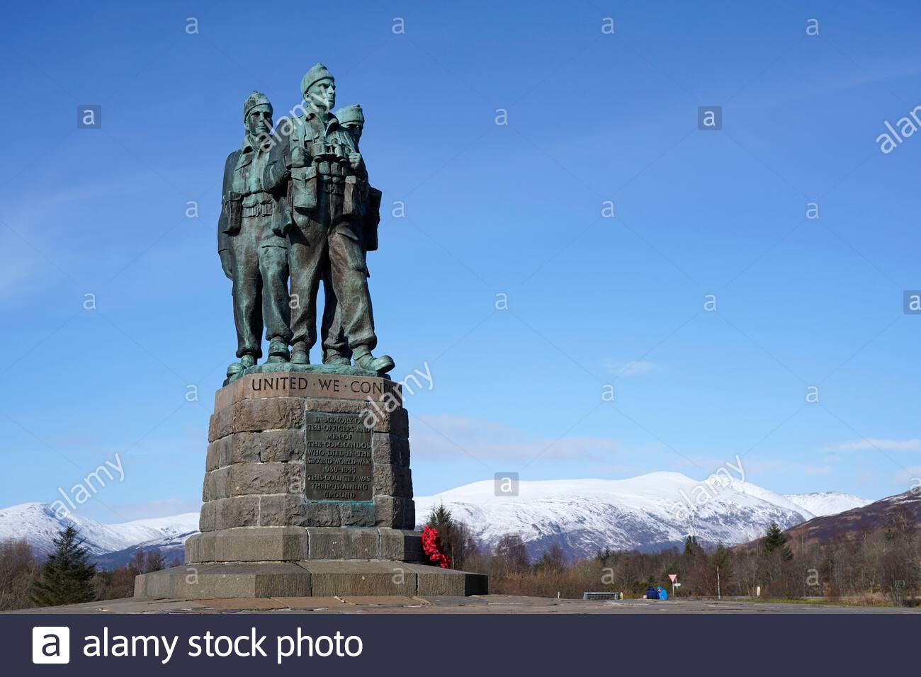 Commando war memorial, dedicated to the British Commando Forces of World War II, Spean Bridge, Scotland Stock Photo