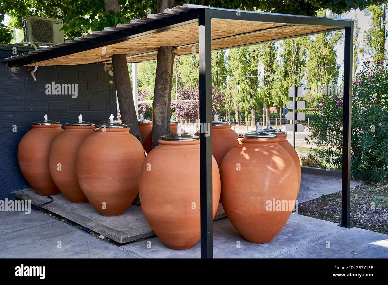 Wine making equipment near Mendoza, Uco Valley, Argentina Stock Photo