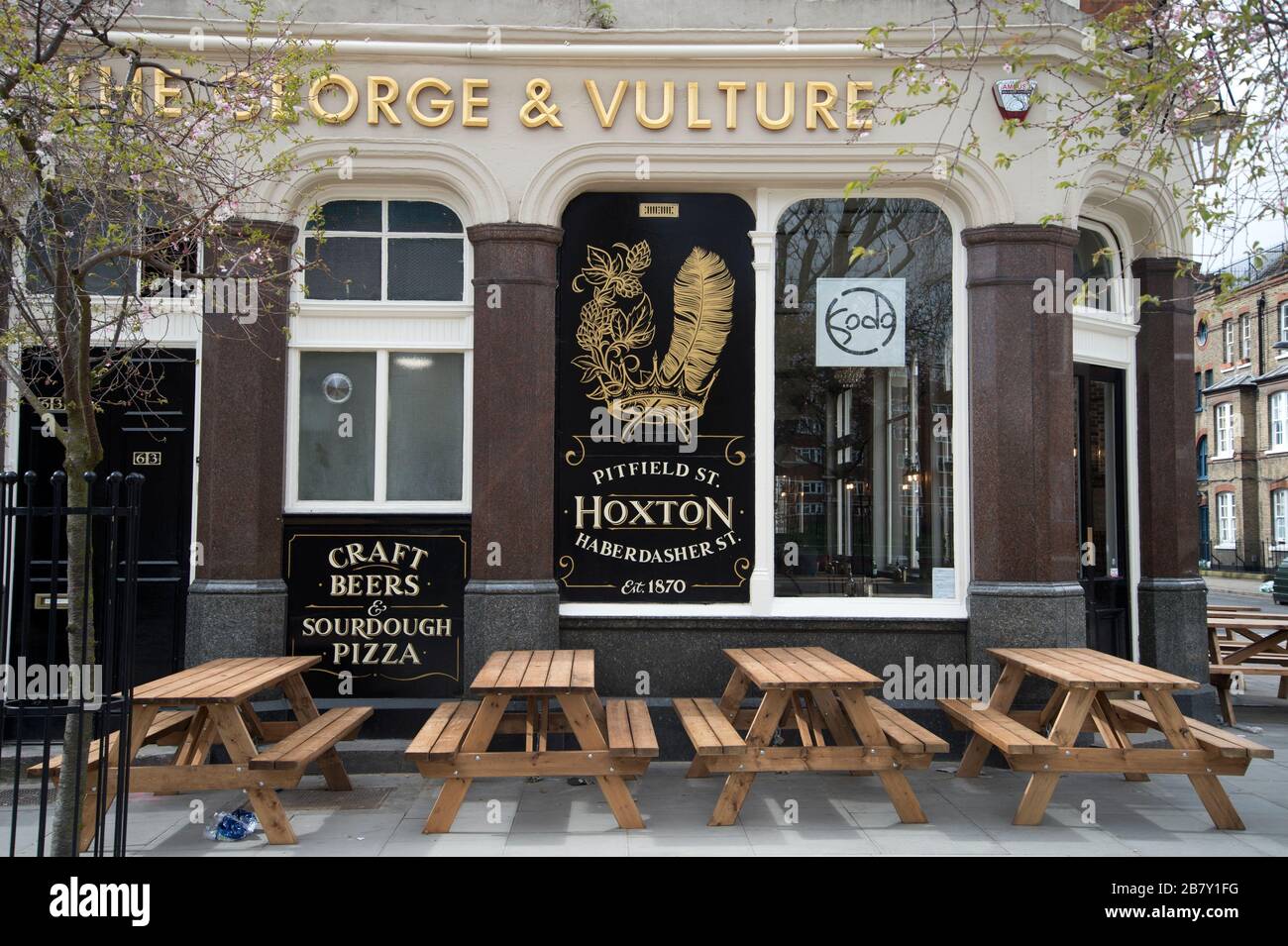 London, England, UK. Changes because of Coronavirus pandemic,Hackney. Empty pub, no customers. Stock Photo