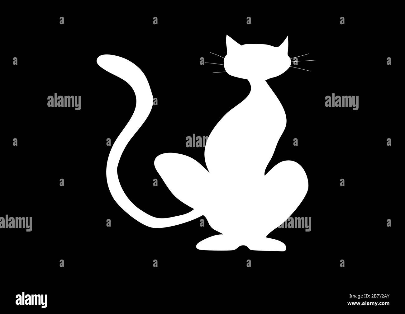 White cat sits on a black background Stock Vector Image & Art - Alamy
