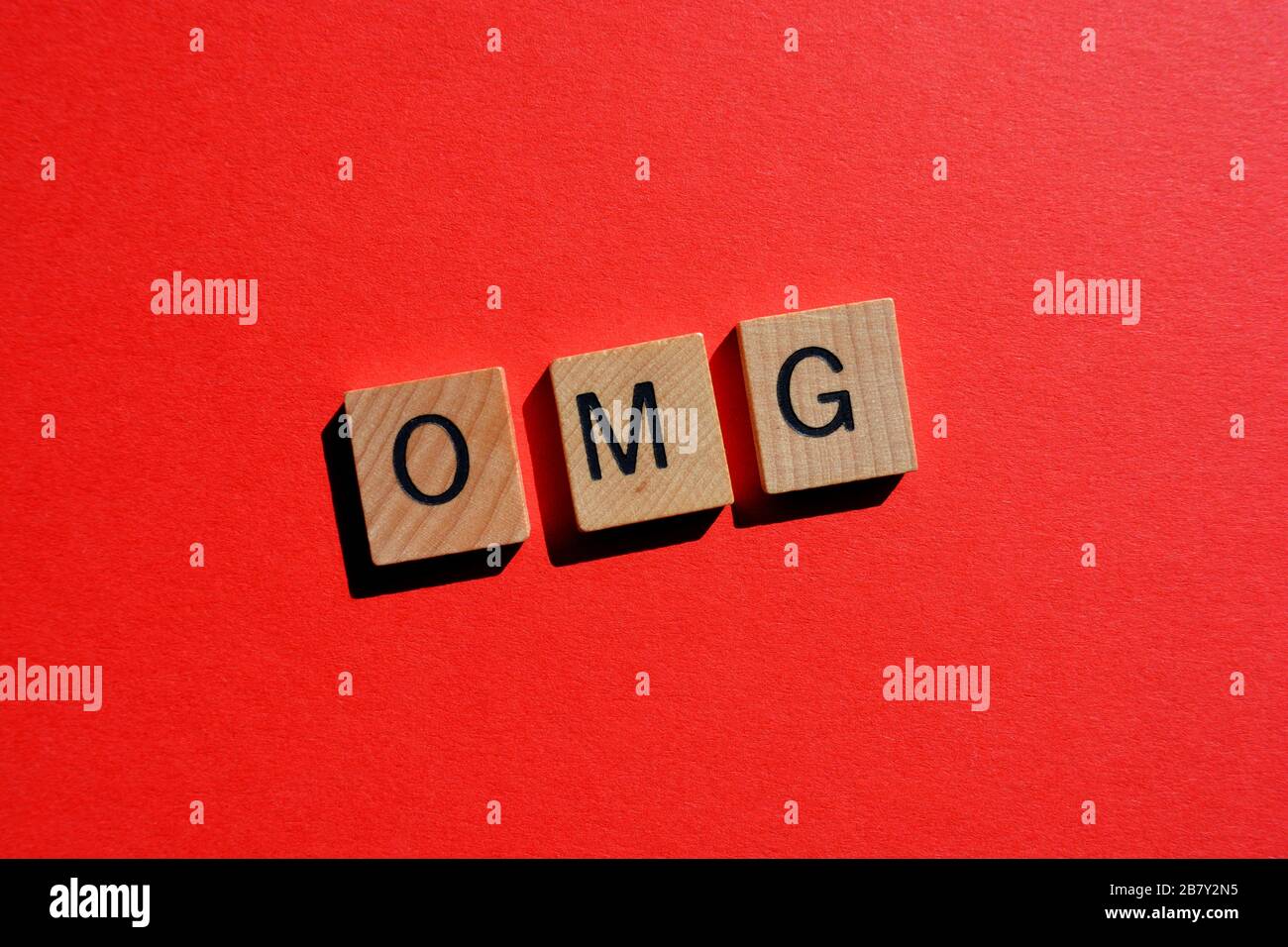 OMG acronym for Oh My God, internet slang used on social media Stock Photo