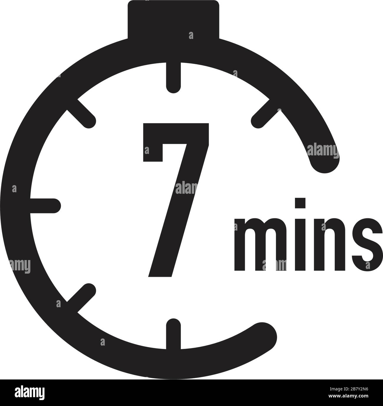 Clock icon with 7 minute time interval countdown Vector Image