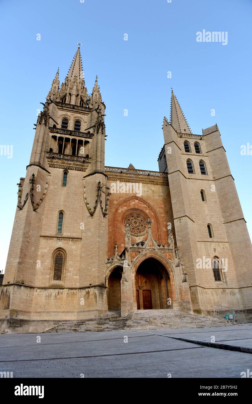 Mende Cathedral. Mende in the department of Lozère and of the region of Occitanie in southern France. Stock Photo