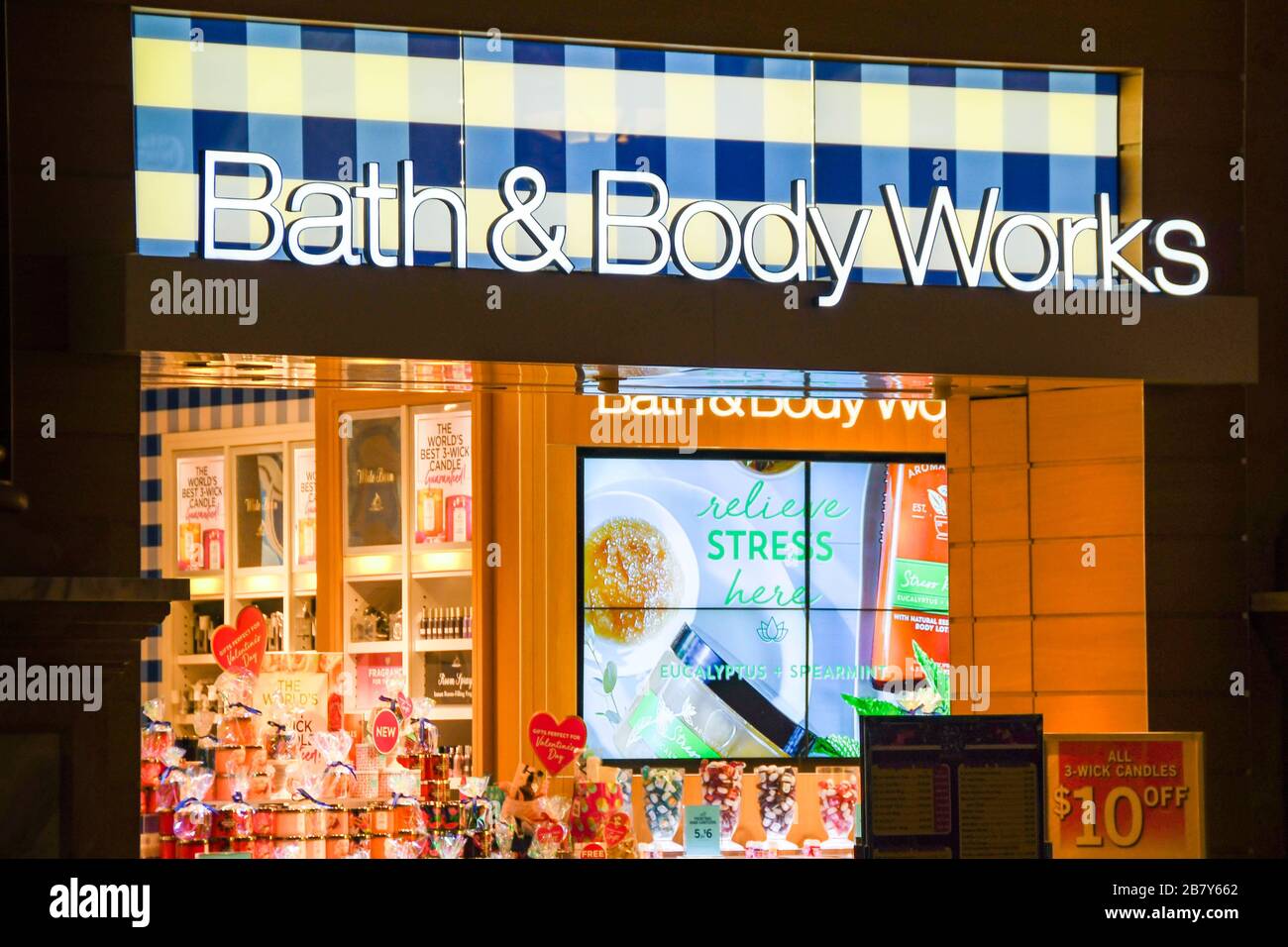 LAS VEGAS, NV, USA - FEBRUARY 2019: Entrance to a branch of Bath & Body ...