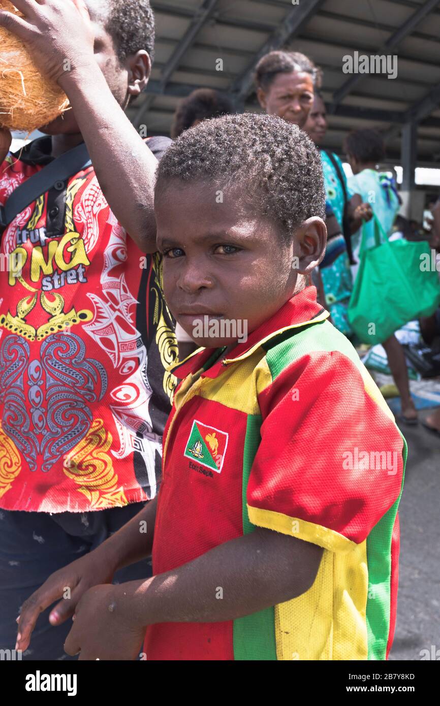 dh  WEWAK PAPUA NEW GUINEA Local little boy PNG t-shirt child Stock Photo