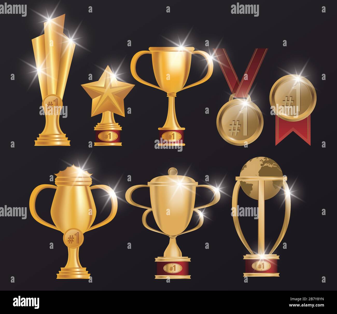 set of trophies and medals awards poster Stock Vector Image & Art Alamy