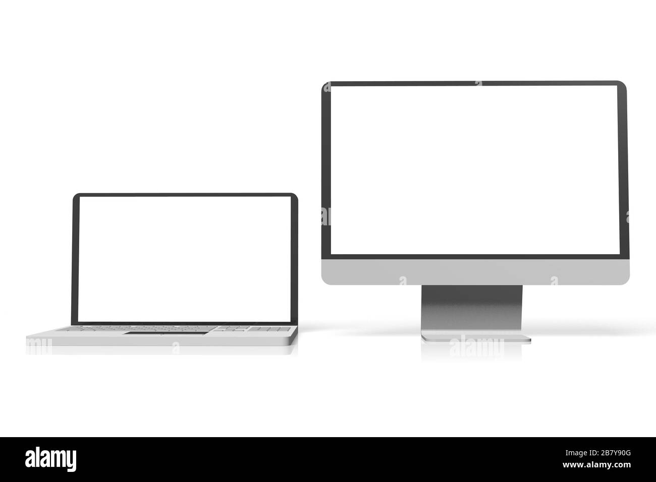 3D computer and laptop illustration Stock Photo - Alamy