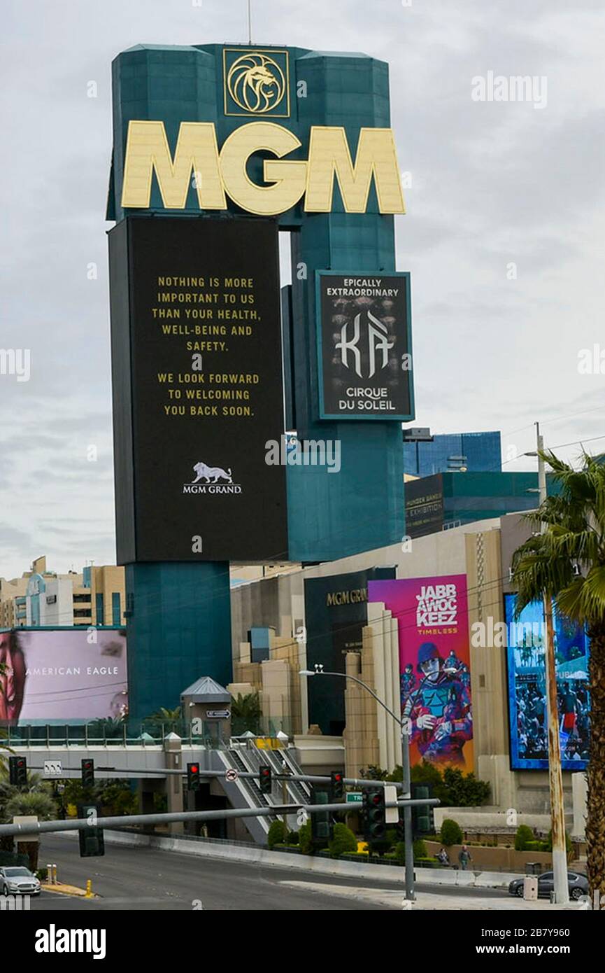 Las Vegas NV, USA. 18th Mar, 2020. New York-New York Hotel & Casino and ...