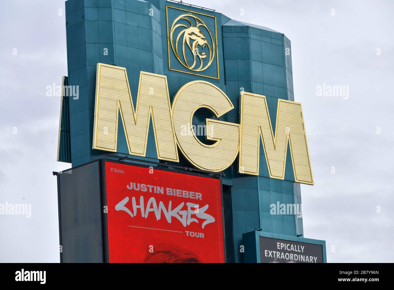 Las Vegas NV, USA. 18th Mar, 2020. MGM Grand Resorts along the Las ...