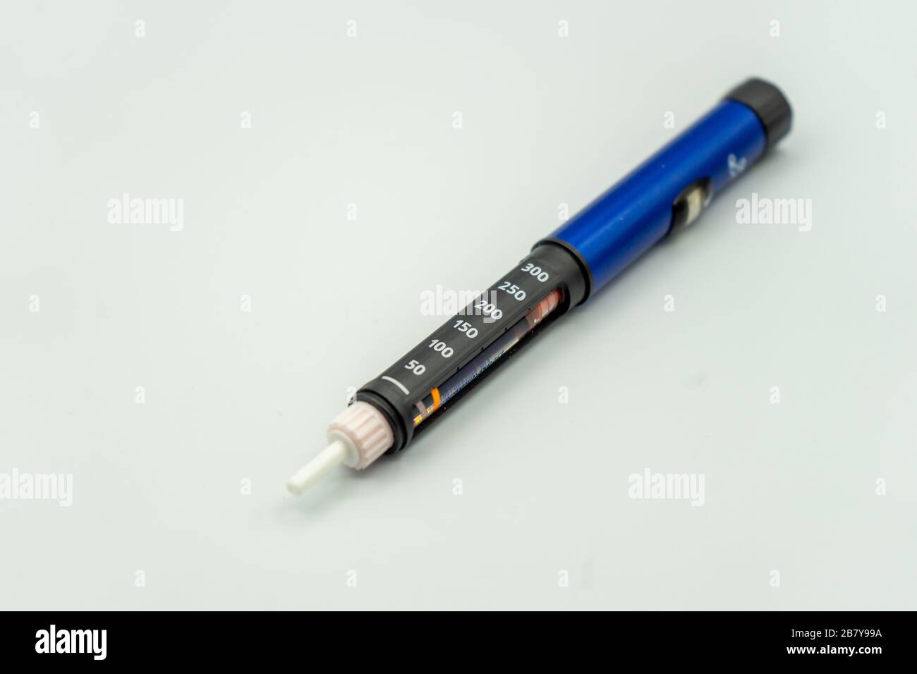 An insulin injection pen used by diabetics with insulin inside isolated