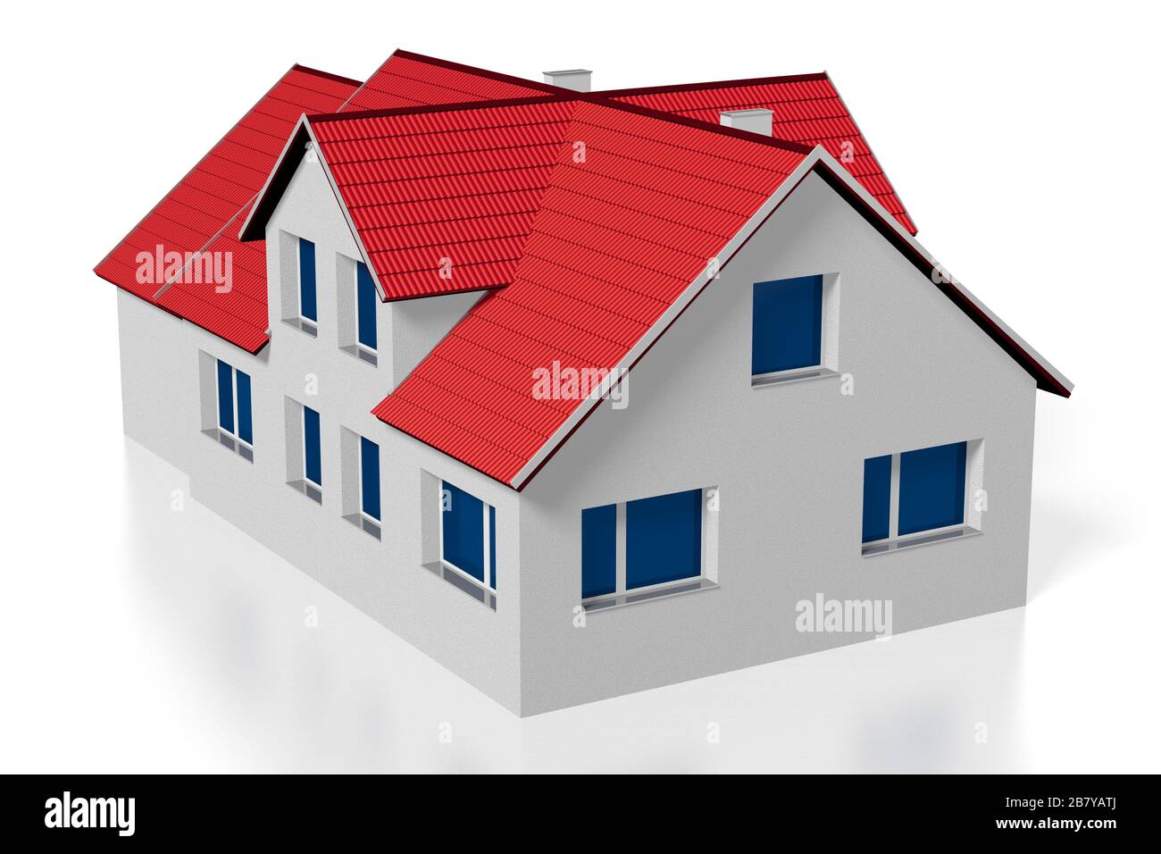 3D family house - isolated on white background Stock Photo - Alamy