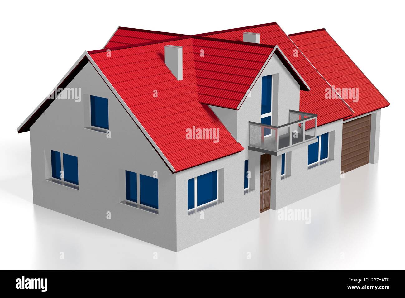 3D family house - isolated on white background Stock Photo - Alamy