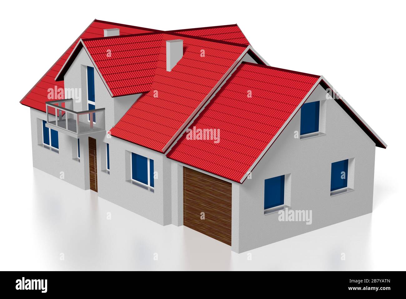 3D family house - isolated on white background Stock Photo - Alamy