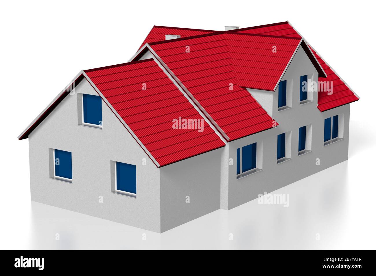 3D family house - isolated on white background Stock Photo - Alamy