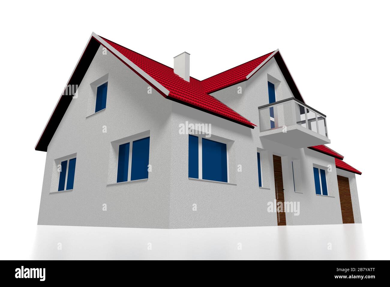 3D family house - isolated on white background Stock Photo - Alamy