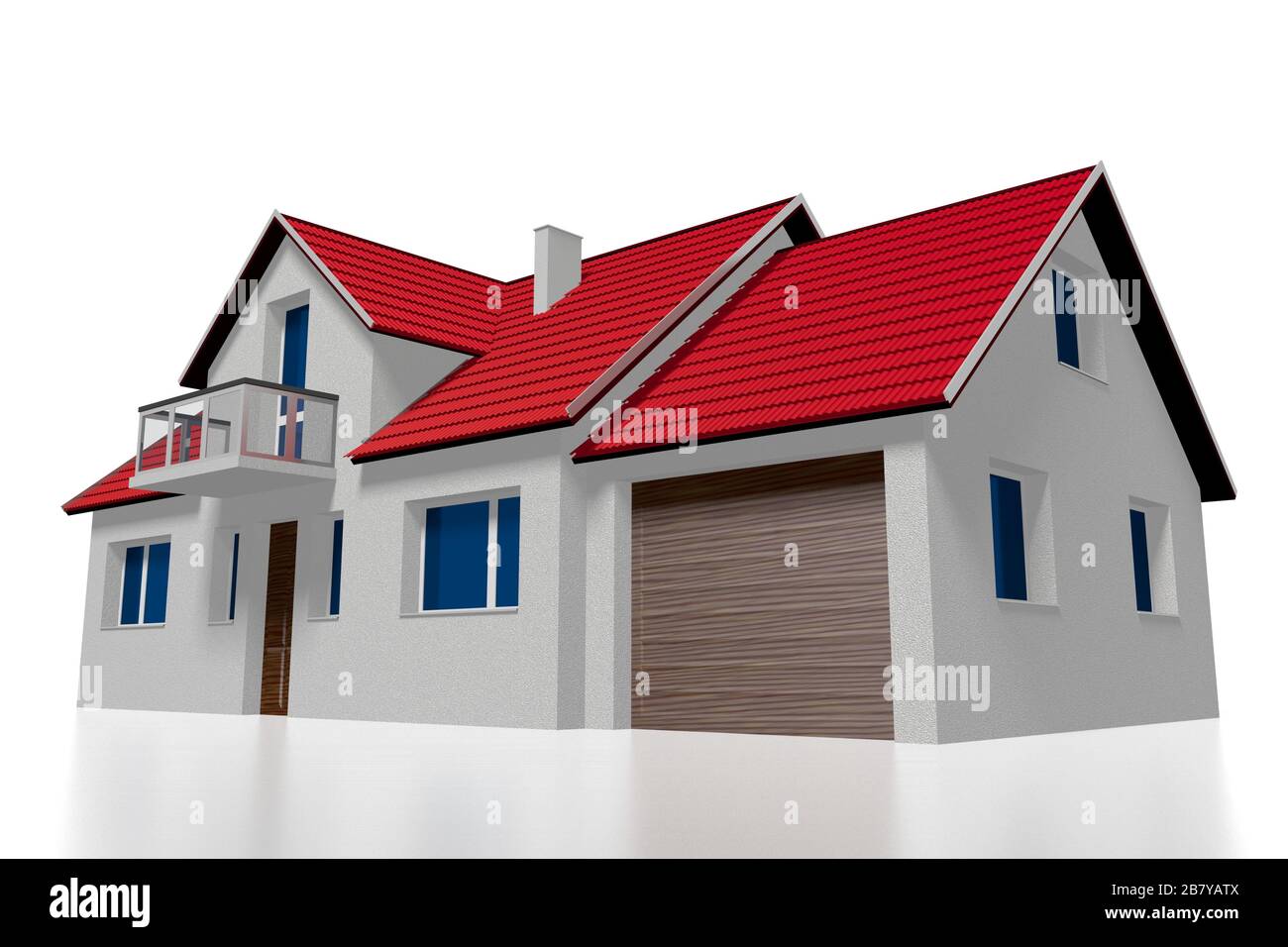 3D family house - isolated on white background Stock Photo - Alamy